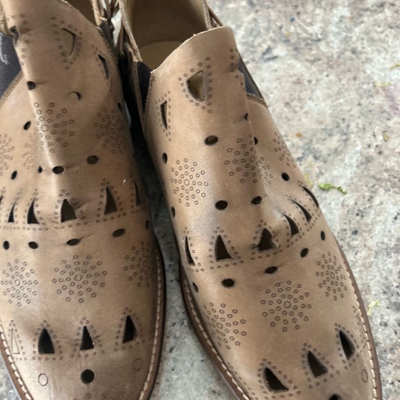 Musse & Cloud Tan Leather shoes boots boho sandals tie detailed cut out shoes 10 - Picture 7 of 10
